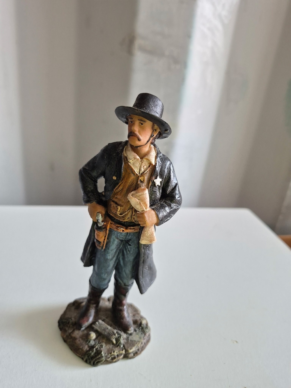 Western Sheriff Figurine - Black Coat, Brown & Tan Accents